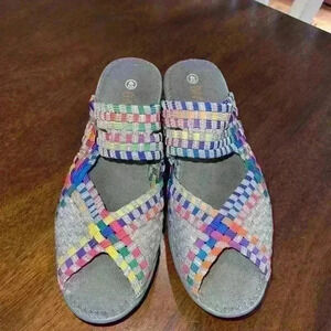 Bernie Mev Womens Wedge Sandals Peep Toe Woven Platform Multicolor Size 40